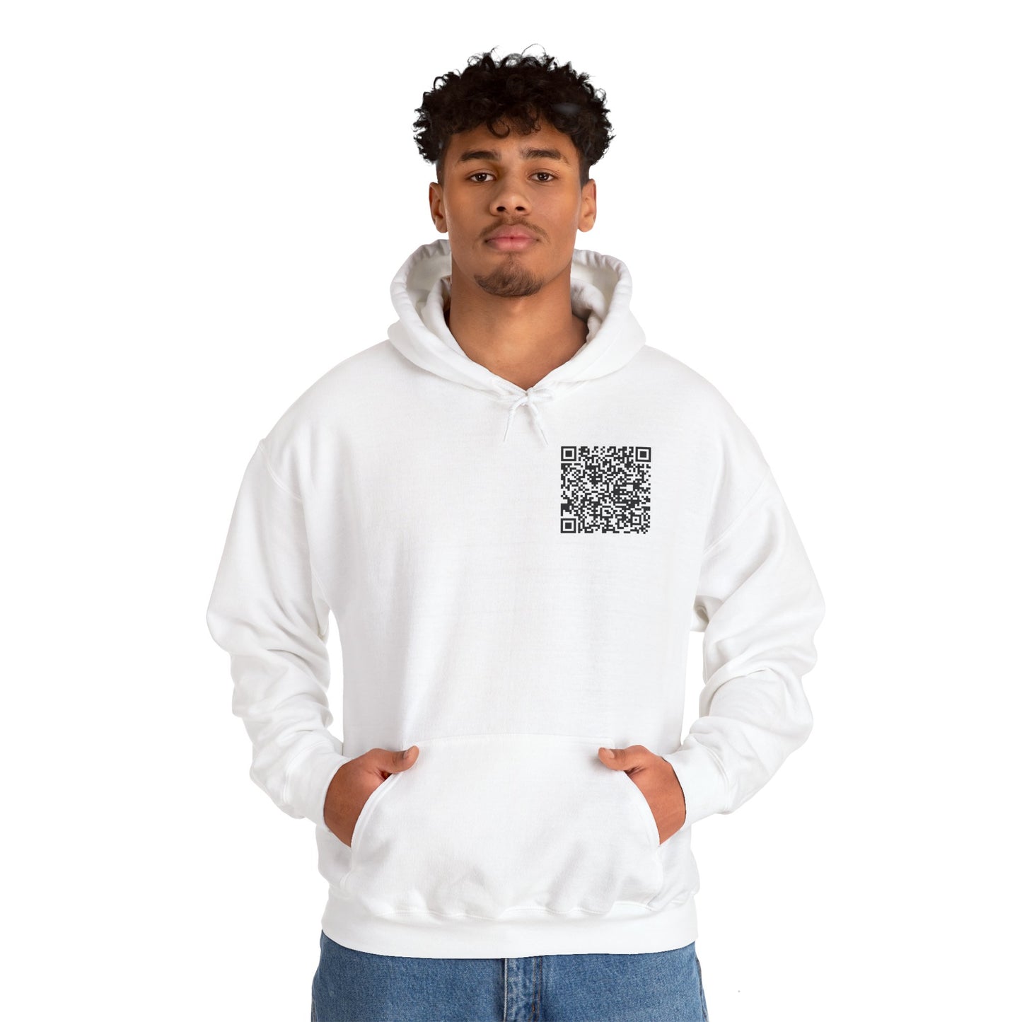 White Personalized FU QR Code Hoodie