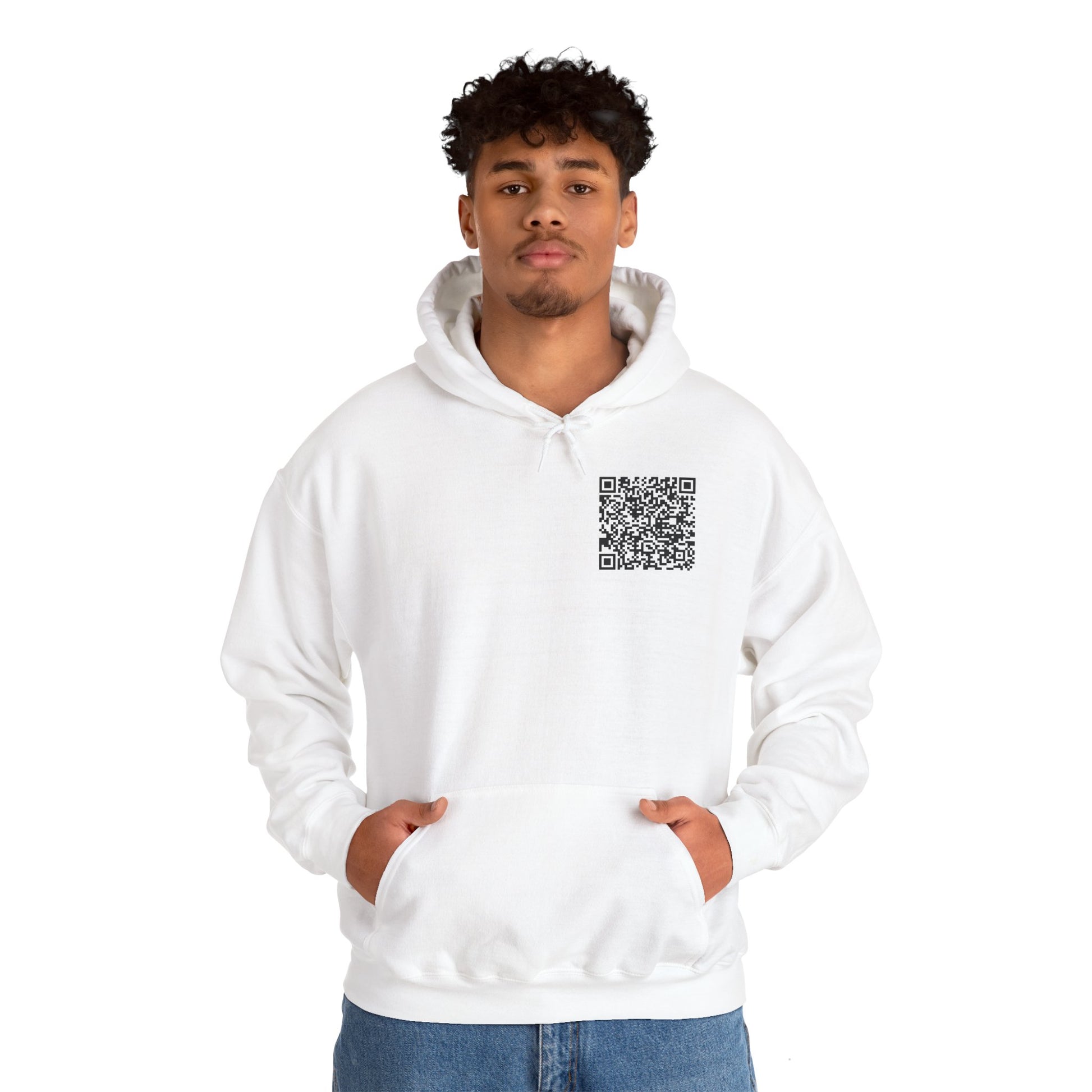 White Personalized FU QR Code Hoodie